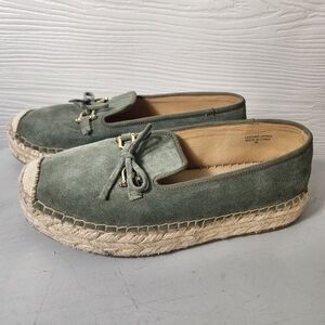 Talbots Quinn Horsebit Bow Suede Platform Espadrilles Slip On Shoes Sagebrush 7